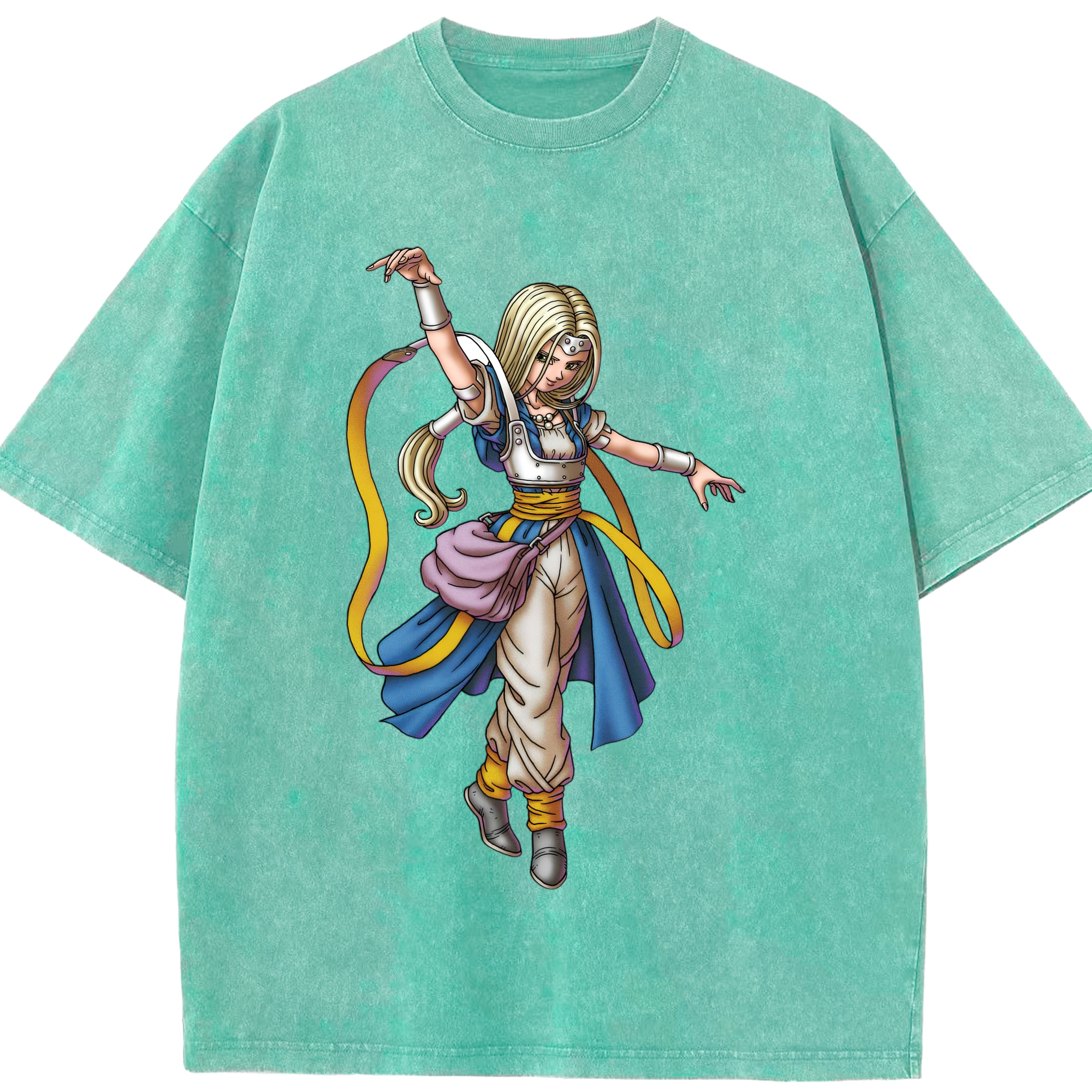 （画像用） ドラゴンクエスト Doragon Kuesuto Dragon Quest 綿100% ヴィンテージ風 半袖Tシャツ（フロントプリント）